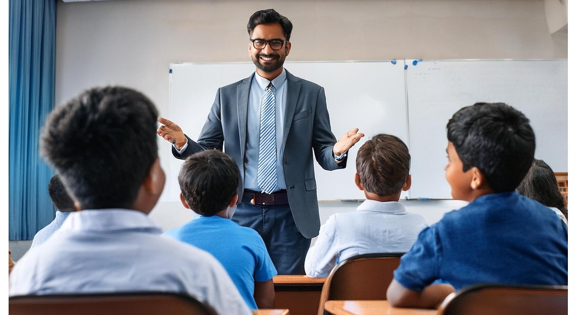 Teacher encouraging and motivating students