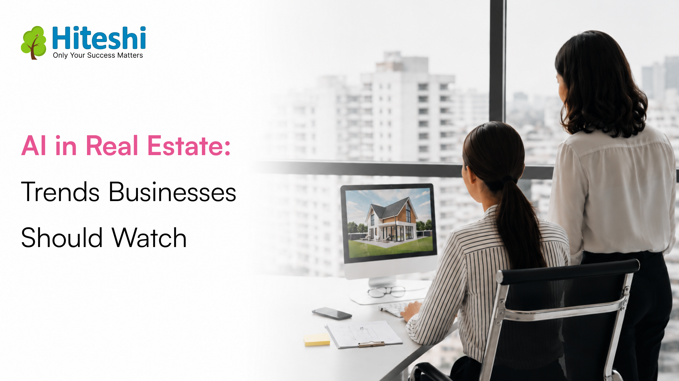 AI-powered real estate platform displaying property recommendations, market analytics, and smart property management dashboard